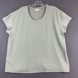 Tommy John Scoop Neck Womens XL Green Waffle Knit Lounge Shirt Lily Pad